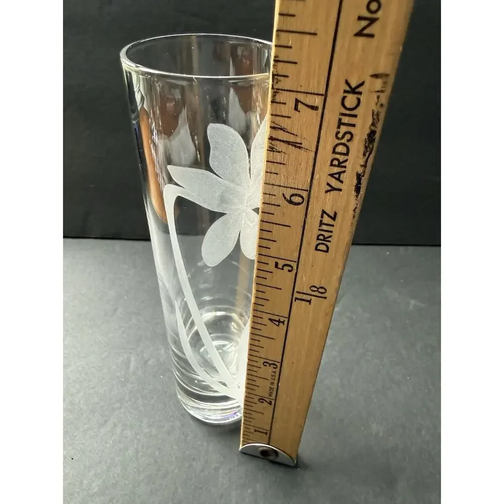 Qualia Glass Etched Bud Vase Clear Set (3) Bouquet Tulip Deco Modernist